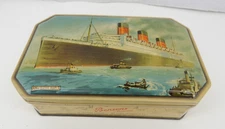 Vintage Bensons English Toffee Candy Queen Mary Ship Tin