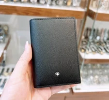Montblanc Sartorial 4CC Card Holder Mini Wallet Black Leather – Made in Italy