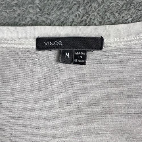Vince Womens Long Sleeve T-Shirt Size Medium Ivory Pima Cotton Modal Tee Top - Picture 2 of 8