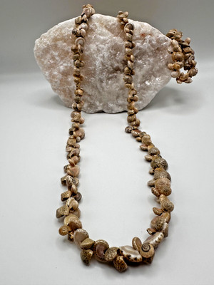 Vintage Natural Tiny Sea Snail Shell Necklace 36'' Continuous Strand Boho Beach