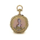 Pocket Watch As Is #Wb1500 Antique 18k Diamond Guilloche Miniature Portrait