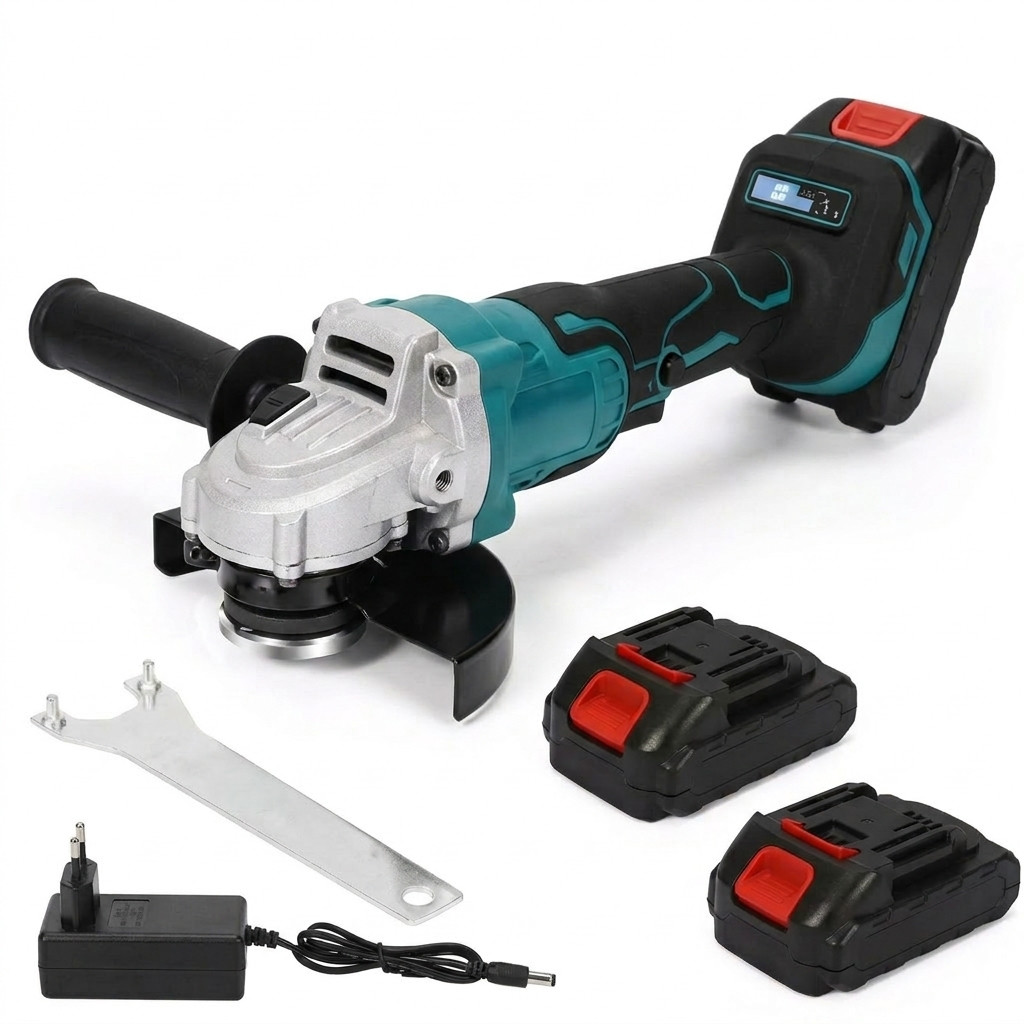 Meuleuse sans fil 125mm brushless avec deux batteries puissantes pour chantier autonome