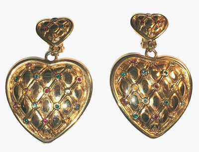 Tolles Paar Vintage Ohrringe Herzen gesteppt mit Clips »