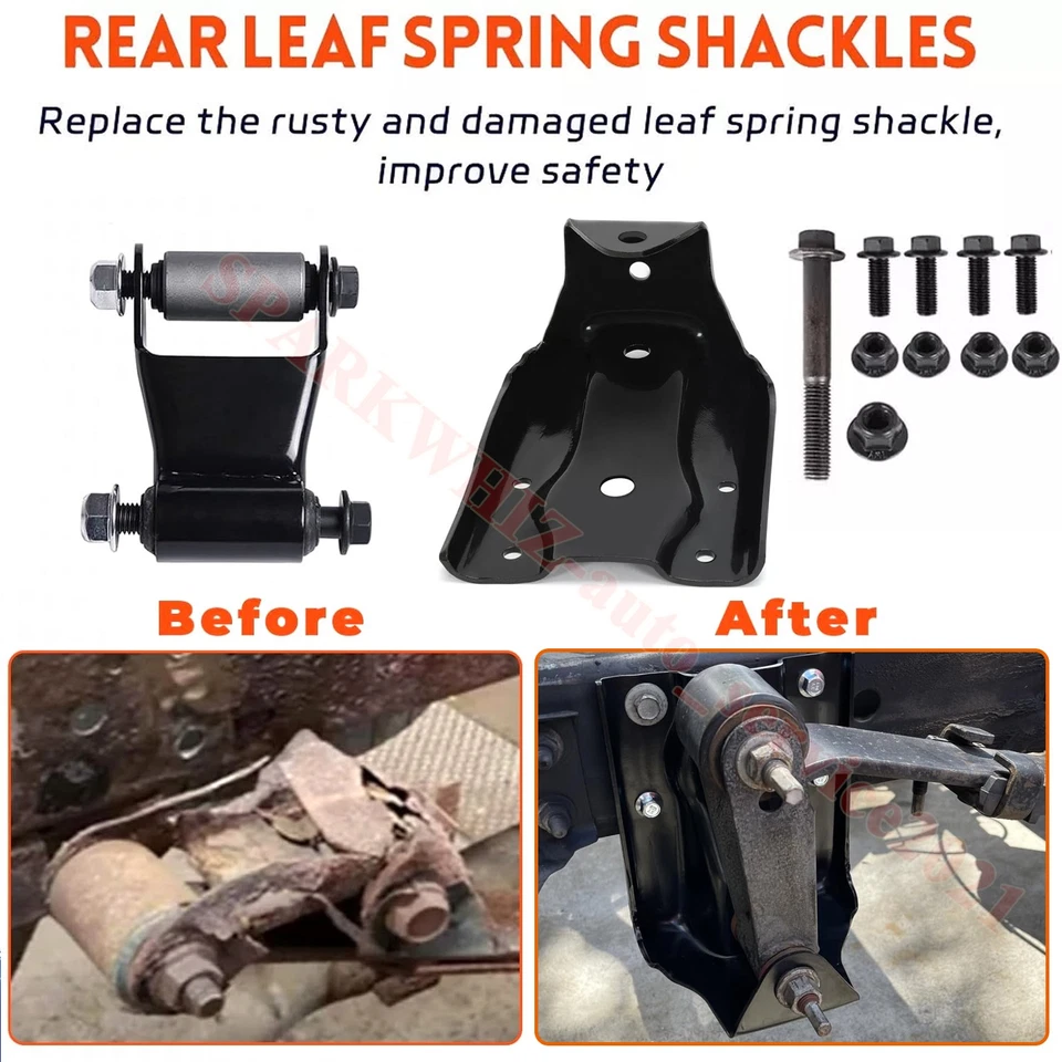 Rear Leaf Spring Hanger Bracket and Shackle Kit For Chevy Silverado GMC Sierra - Image 2 of 4