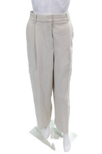 Babaton Womens Zippered Pleated Straight Casual Pants Solid Beige Size 8