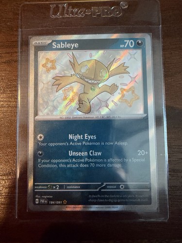 Pokémon Sableye TCG Shiny Holo Card 184/091 Sv: Paldean Fates