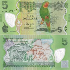 Fiji 5 Dollars ND 2012 P 115 b Polymer Random Series UNC