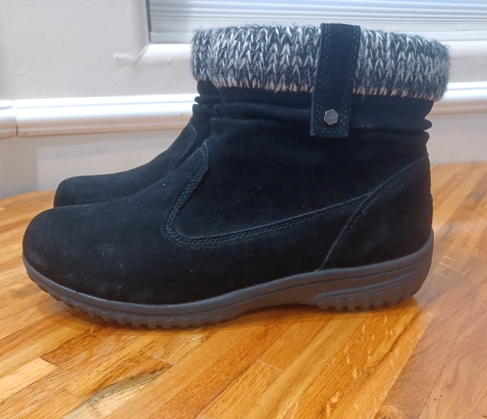 Khombu Laura女式10米黑色人造毛皮/皮革拉链圆头踝靴 — 第 4/4 张图片