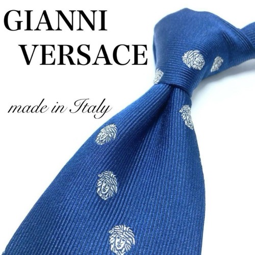 GIANNI VERSACE Rare tie Blue, white medusa pattern silk from Italy M4325 - Picture 8 of 24