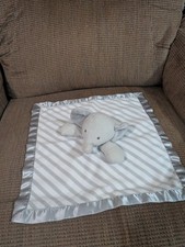 Cloud Island Elephant Blanket Lovey Plush Gray White Striped Satin target toys
