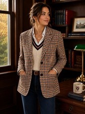 A New Day Plaid Blazer S Preppy Academia Business Casual Office Tailored Jacket