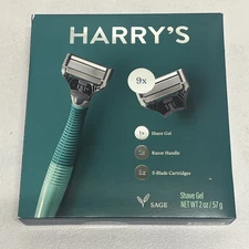 Harry's Razors for Men Shaving Kit 9 Cartridges 1 Handle Shave Gel New Sealed