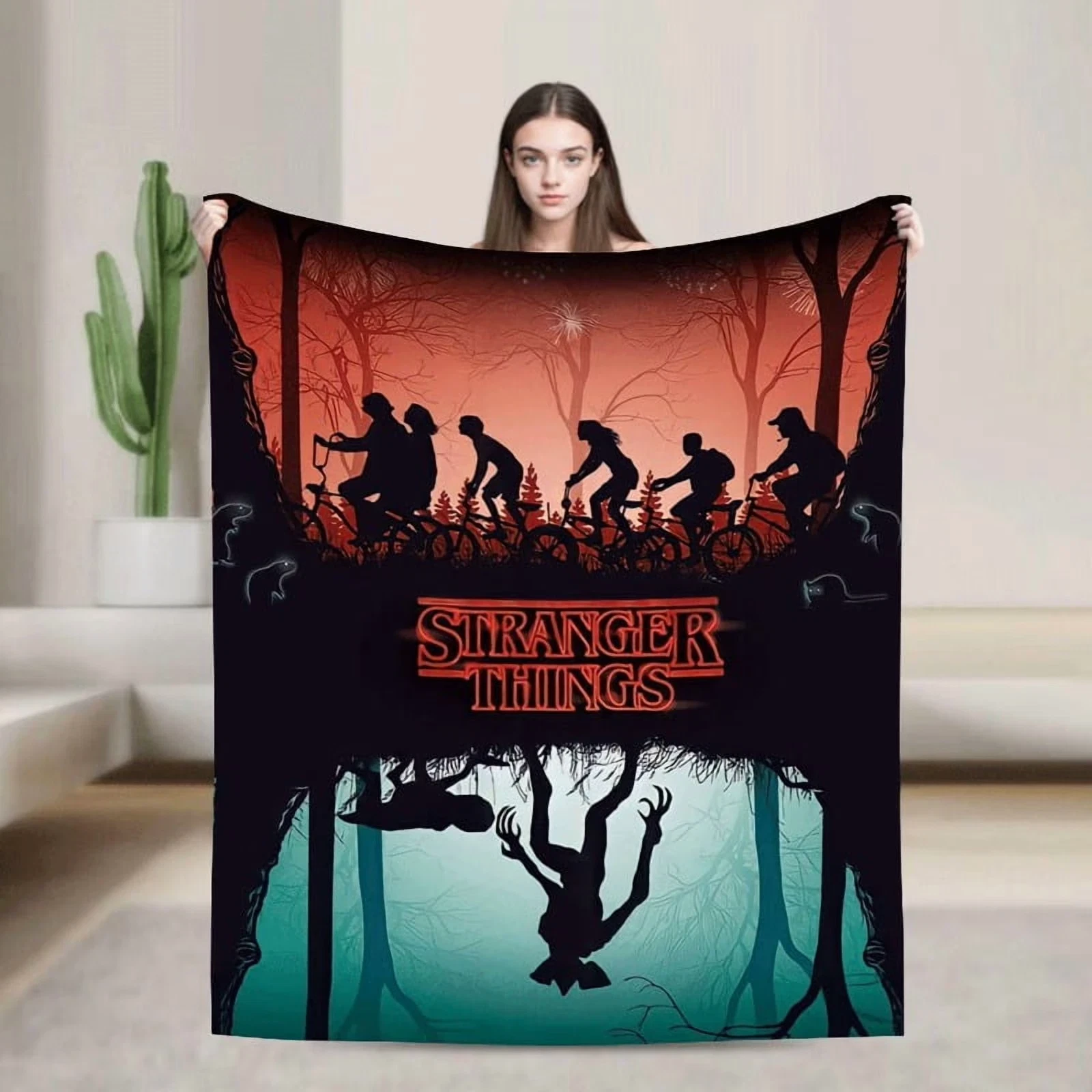 Stranger Things 5 Cozy Throw Blanket for Sofa Bed and Travel