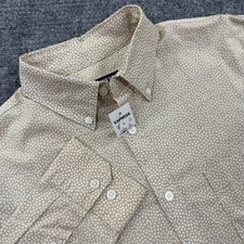 Express Button Down Shirt Medium Tan Polka Dot Long Sleeve NWT Men's