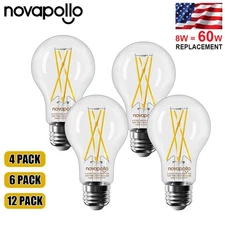 💡Novapollo A19 LED Light Bulb 60W Equivalent 8W Softwhite 2700K E26 4/6/12 Pack