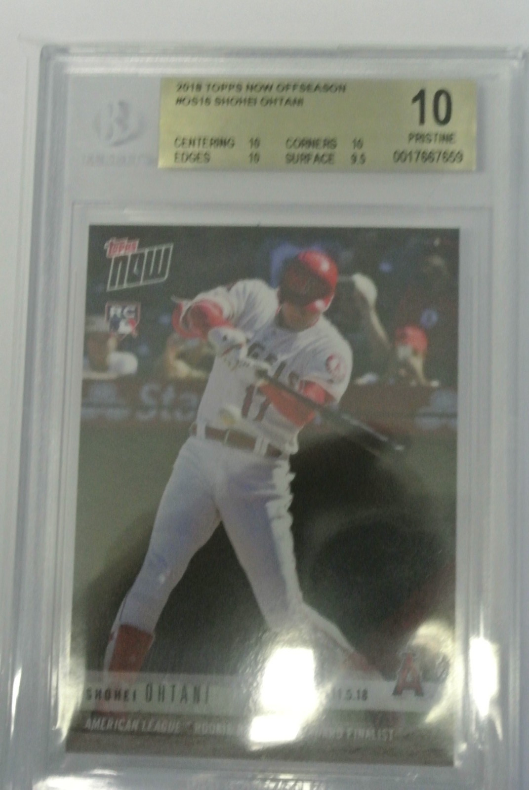 2018 Topps NOW Off-Season #OS16 Shohei Ohtani BGS 10 Angels RC