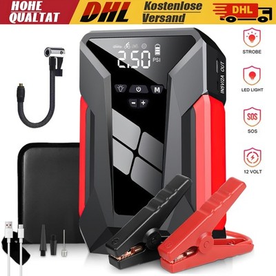 KFZ Auto Starthilfe Powerbank Booster Batterie mit Luftpumpe Kompressor 10000mAh