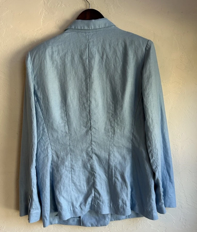 Chaqueta Blazer Lafayette 148 100% Lino 14 Lujo Diseñador No Estructurado Preppy Foto 2 de 4