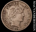 1902 Silver Barber Dime - Scarce  Very Fine  Better Date  No Reserve  #K4517