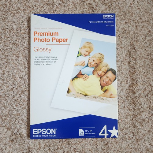 New Epson Premium Photo Paper Glossy S041289 20 Sheets 13x19