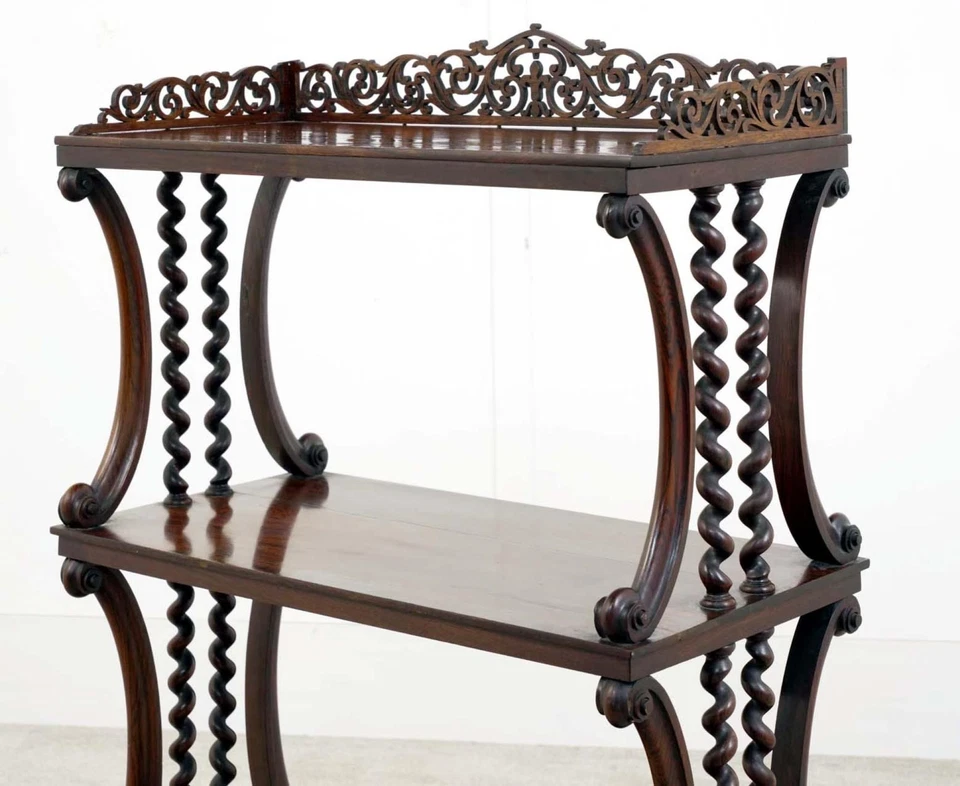 Librería victoriana Whatnot caoba cebada torcida Etagere 1880 Foto 3 de 4