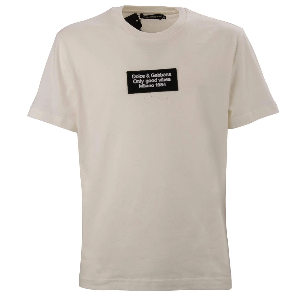 DOLCE & GABBANA DG Milano логотип Pacth леопард хлопок футболка белый 50 M - Изображение 2 из 4