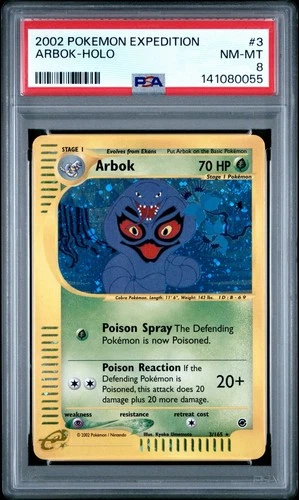 PSA 8 Arbok 3/165 Expedition E Series 2002 Pokemon Card Holo NEAR MINT new cert