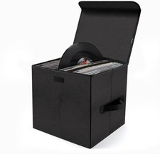 UENTIP Vinyl Record Storage Box for 12 Inch LPs, Holds up to 80 Albums, Collapsi