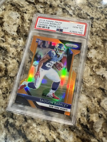 2018 - Saquon Barkley - RC - Prizm - Orange - Die-Cut - PSA 10 - /249 - Football - Picture 4 of 15