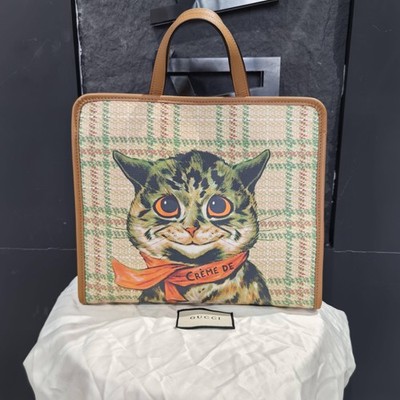 Gucci Cat Print Canvas Tote Bag - Excellent #1PB9VYF