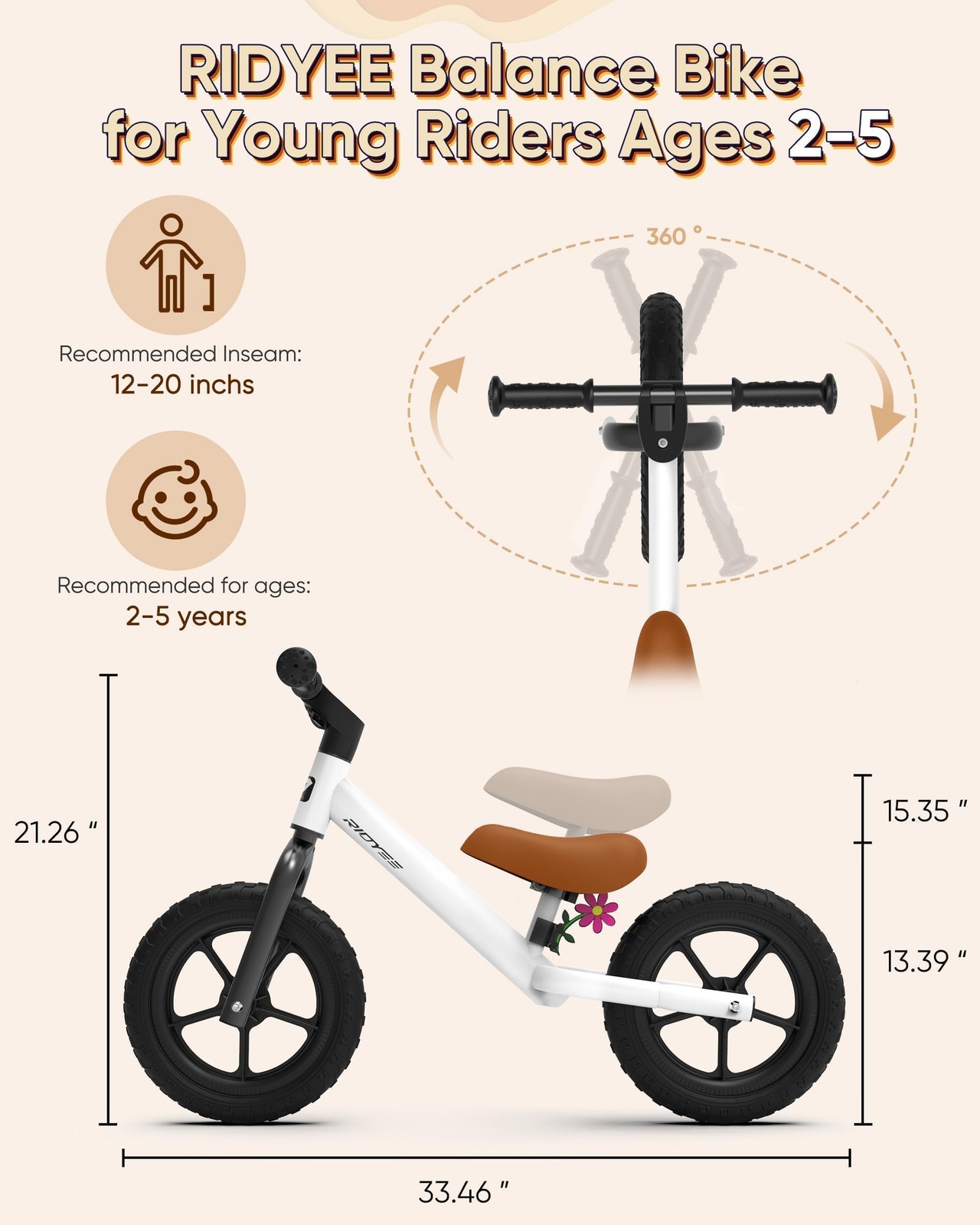 Toddler Balance Bike for 2-5 Year Old, Balance Bike for 3 Year with Upgraded ... thumbnail 6