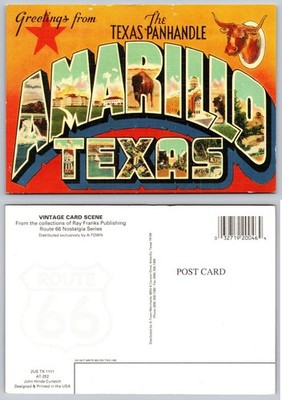 Amarillo Texas Panhandle Large Letter Postcard Route 66 John Hinde Curteich