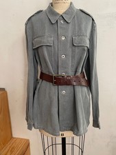 Vintage 40s Swiss Army denim prison shirt jacket chore coat KMV Lupress 52cm L
