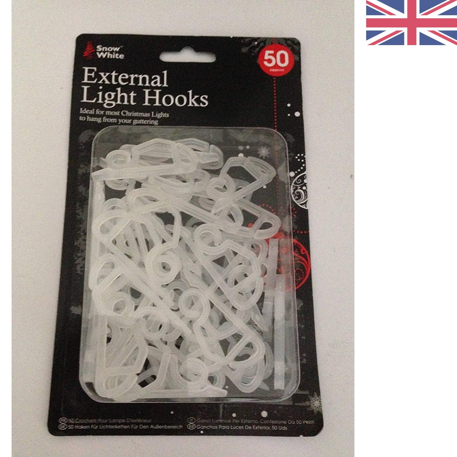 50 x Gutter Hanging Hooks/Clips for Outdoor Christmas Xmas String Lights