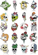 BBTO 20 Pieces Enamel Pins Skull Spooky Skeleton Set Black... 