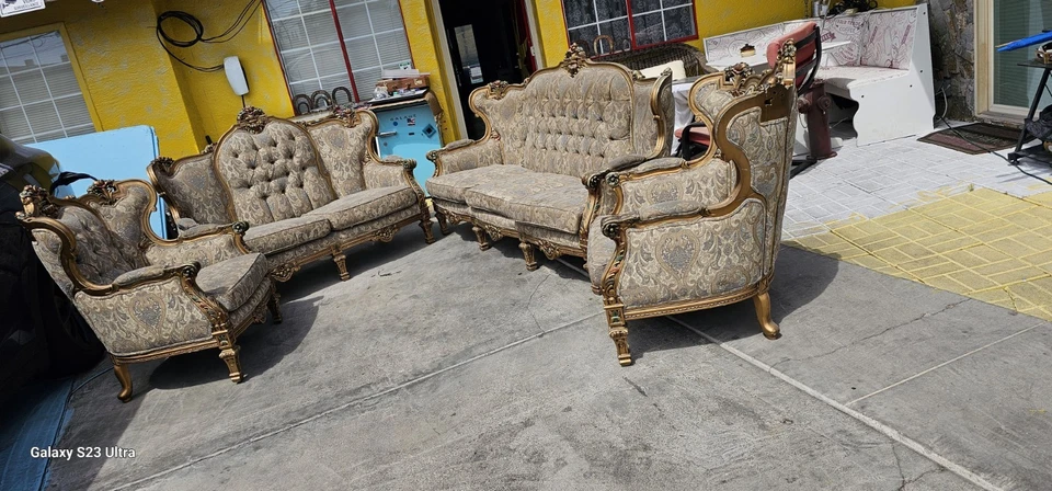 Juego de sofá vintage estilo victoriano con sillas 2 sofás 2 y 3 personas/2 sillas Foto 2 de 4