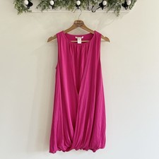 Alice + Olivia hot pink silk blend sleeveless draped front bubble dress Size S