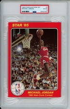 1985 STAR SLAM DUNK #5 MICHAEL JORDAN PSA 4 ROOKIE CARD HIGH END CHICAGO BULLS. rookie card picture