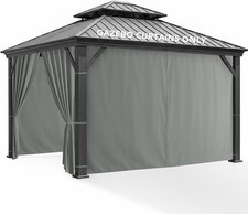 Outdoor Pergola Curtains Grey 10x12x7 Ft 4 Panels