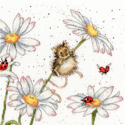Bothy Threads Kreuzstich-Set ''Gänseblümchen-Maus'', 26x26cm, XHD80, Zählmuster