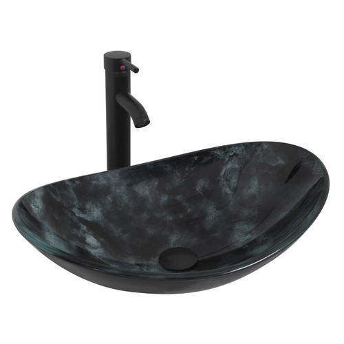 Waschbecken Glas Keramik Aufsatzwaschbecken Waschtisch Waschschale Wasserhahn - Bild 8 von 53