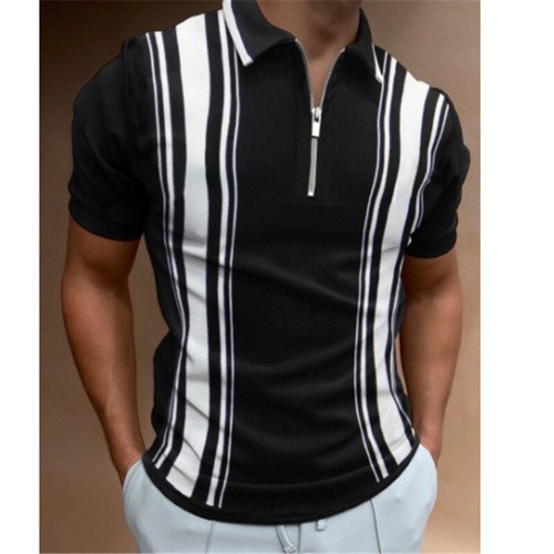 Mens T-shirt Zipper Slim Fit Tops Golf Business Short Sleeve Casual Shirts - Picture 2 of 24