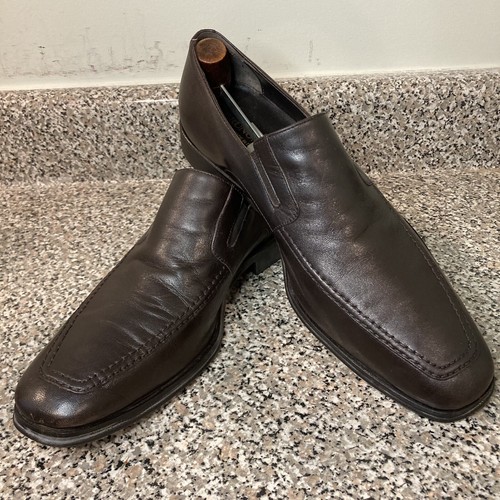 Bruno Magli Raging dunkelbraune Leder Slipper Halbschuh Herren Größe 9,5M gebraucht, in einwandfreiem Zustand