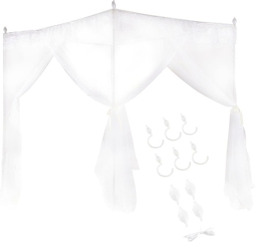 Bettvorhang Betthimmel Weiß Polyester Luxus Prinzessin DREI Seitenöffnungen B... - Bild 8 von 11