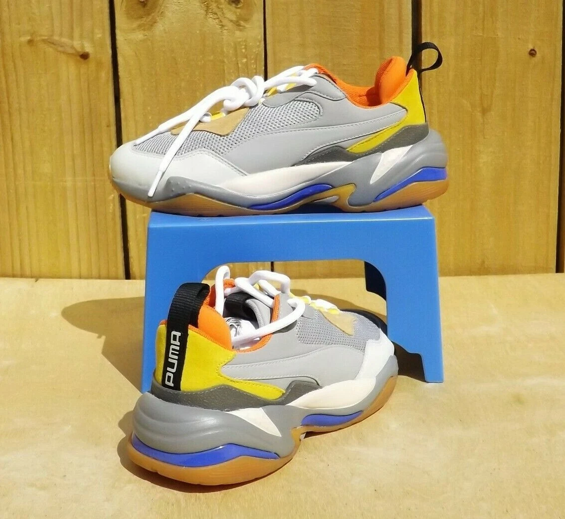 Size 4.5Y Puma Thunder Spectra Grey Yellow Big Kids Boys
