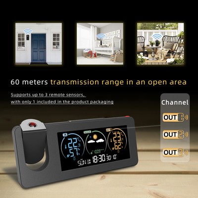Color Screen Digital Projection Clock Weather Station  Weather Forecast J4Y6