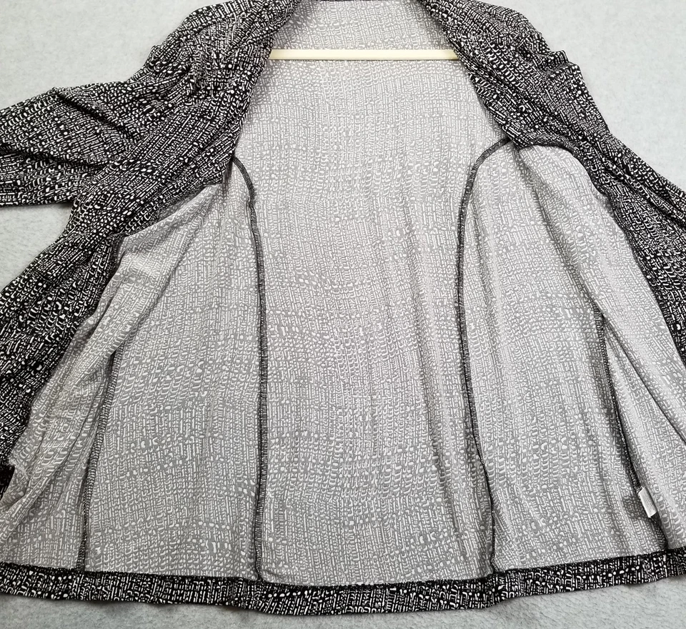 Chaqueta Blazer Vikki Vi Mujer 0X Plus Negra Blanca Abstracta Manga Larga Un Botón Foto 3 de 4