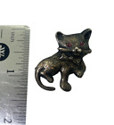 Sterling Silver Vintage Kitten w/Synthetic Ruby Eyes and Marcasite Pin Cat