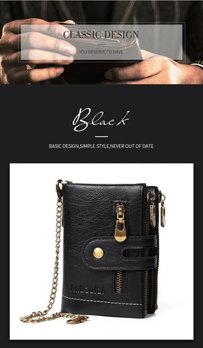 Leather Wallet Men's RFID Blocking Coin Pocket Card Slots Chain Premium Stock UK - Picture 9 of 13