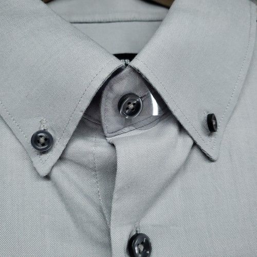 Express 1MX Mens M Dress Shirt Solid Gray Long Sleeve Modern Button Down - Picture 6 of 21